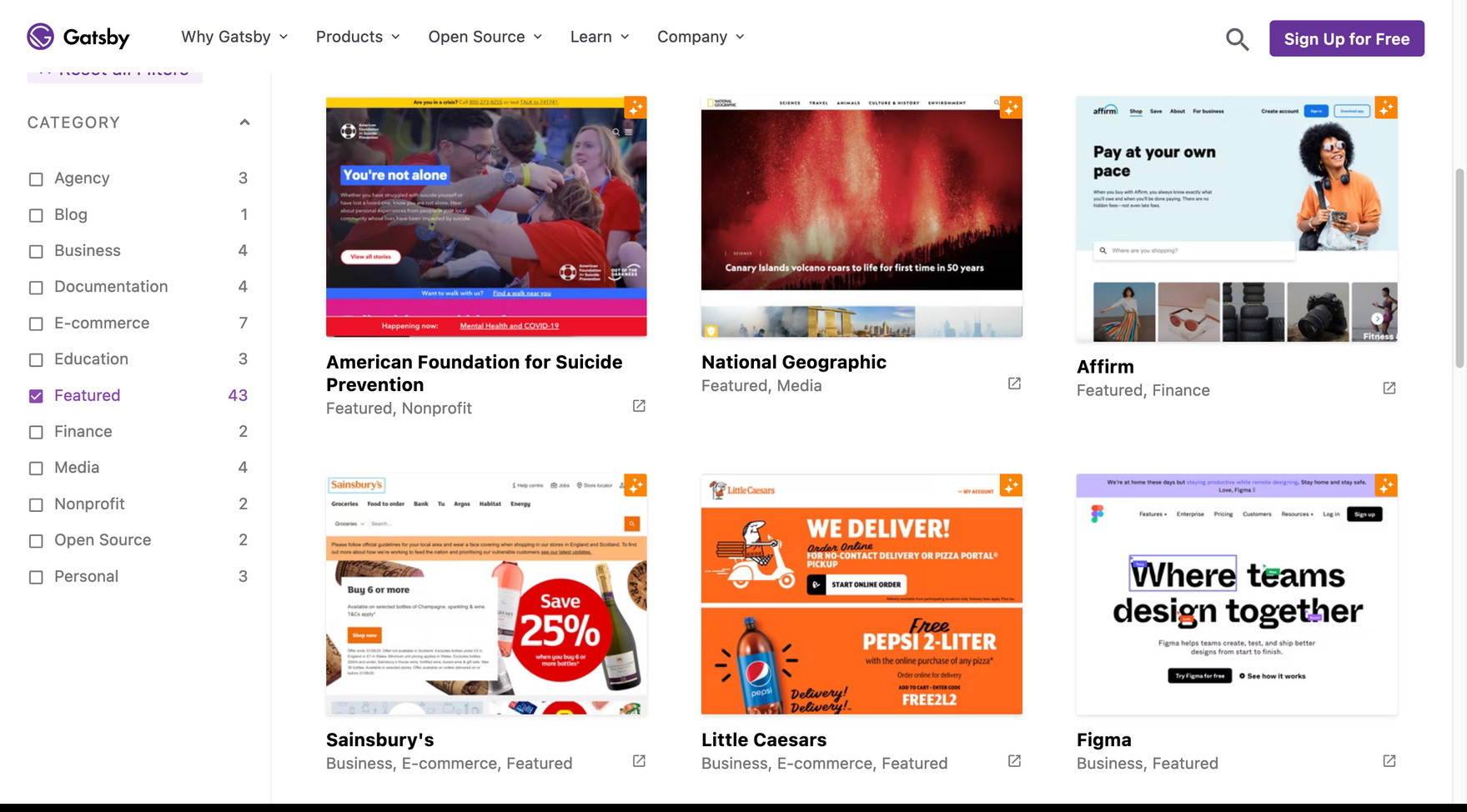 Featured sites made with Gatsby